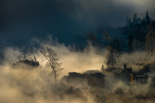 Misty village