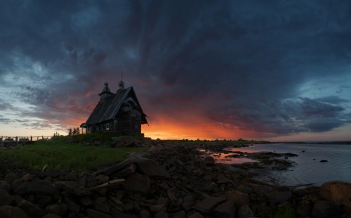 The old church on the coast of White sea